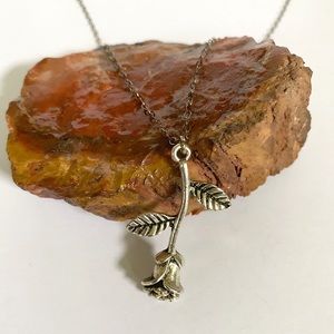 Silver Rose Pendant Necklace